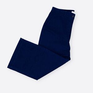 Size 4 Navy Stretch Wide Leg High waisted Chino Pants J.Crew Style